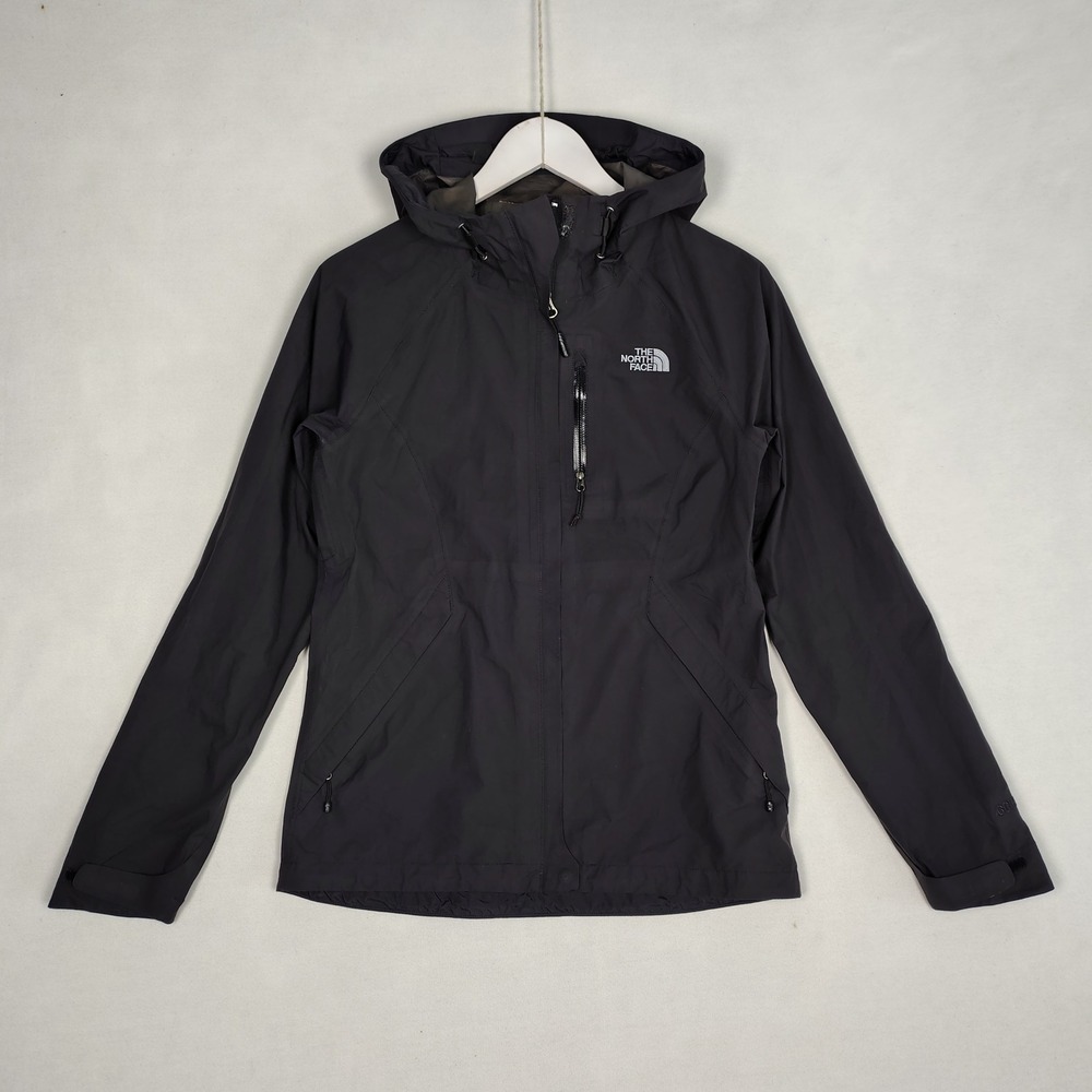 The North Face Womens Gore-Tex Rain Jacket Black Hooded Waterproof Shell S/P